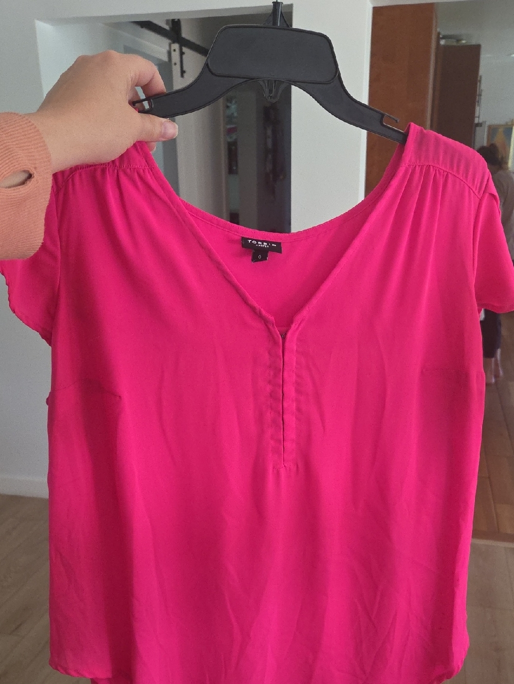 torrid Hot Pink V-Neck Short Sleeve Blouse